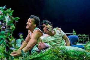 Demetrius, Lysander and Hermia on the floor