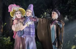 Hana Ichijoa and Gabrielle Lewis-Dodson as Lucinda and Florinda with Jennifer Hepburn as Cinderella's Stepmother