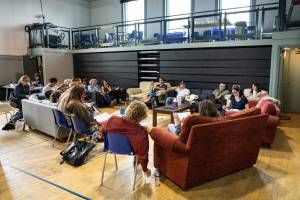 Full cast in rehearsals. Photo credit Helen Maybanks.